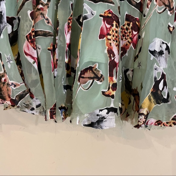 Diesel Mint Green Abstract Cowboy Print Sheer Mini Skort Size 29 - Picture 12 of 16